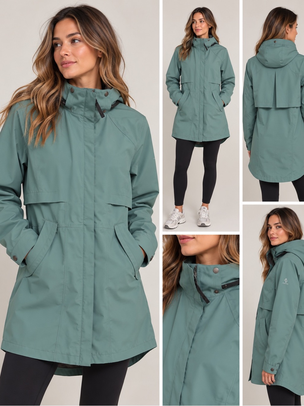 Eddie Bauer Hooded Trench Coat in Sage